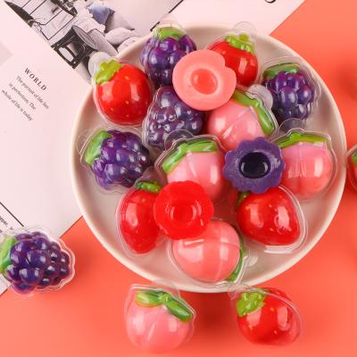 China 3D Popping White Soft Candy Peach Strawberry Sandwich Strawberry Juice QQ High Value Candy Wedding Leisure Snacks Gummy Ball for sale