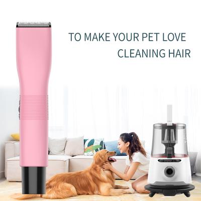 China Sustainable Electric Dog Trimmer Animal Hair Cutter Vacuum Pet Shaver Grooming Clipper for sale