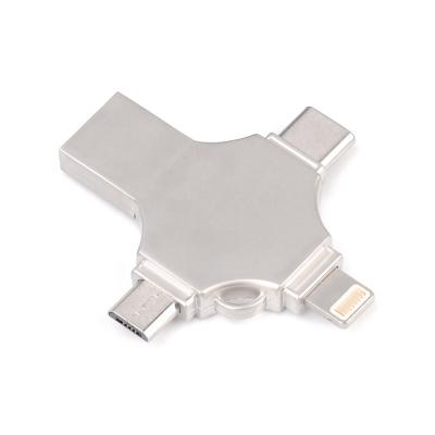 China 2020 Metal Factory Outlet 16GB 32GB 64GB 4 In 1 Otg 128gb Metal Usb Flash Drive For Iphone for sale