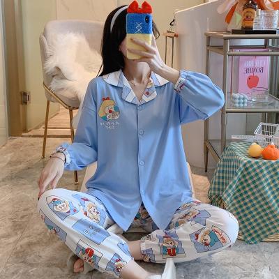 China 2021 New QUICK DRY Pajamas Women's Autumn And Winter Home Celebrity Spring And Autumn Cotton Long Sleeve Suit Summer Webs Lovely for sale