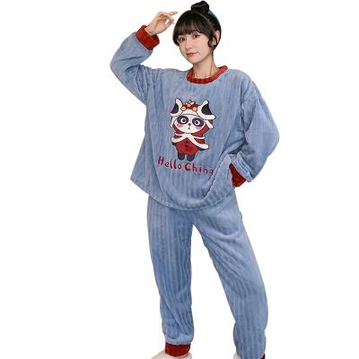 China Winter QUICK DRY style can use flangelette pajamas, women's long sheath pants two sets for sale