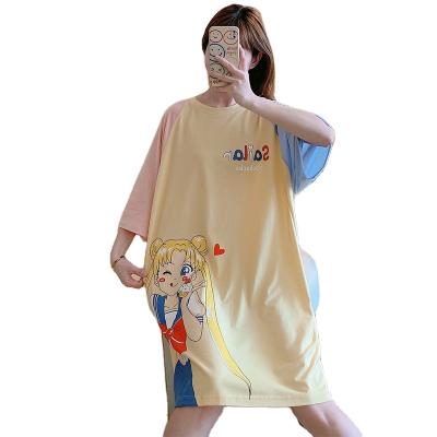 China Nightgown Women Summer Cotton Cute QUICK DRY Japanese Short Sleeved Pajama Robe for sale