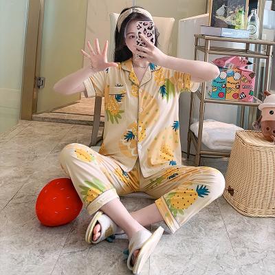 China QUICK DRY short sleeved pants and pajamas for women summer cotton spring and autumn thin half sleeved two-piece set for sale