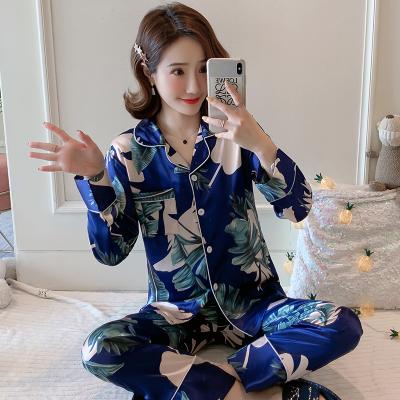 China Breathable Women Two Pieces Silk Pajamas Set Women 2021 Custom Pajamas Short Set Satin Pajamas for sale