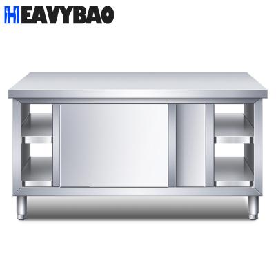 China SS201 or SS304 Heavybao Restaurant Kitchen Equipment Stainless Steel Cupboard Kitchen Worktable Cabinet Commercial Hot Cupboard for sale