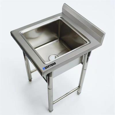 China Restaurant Round Commercial Equipment Heavybao Square Kitchen Work Bench Heavy Duty Sink With Drainer Stainless Steel Outdoor Sink Table for sale