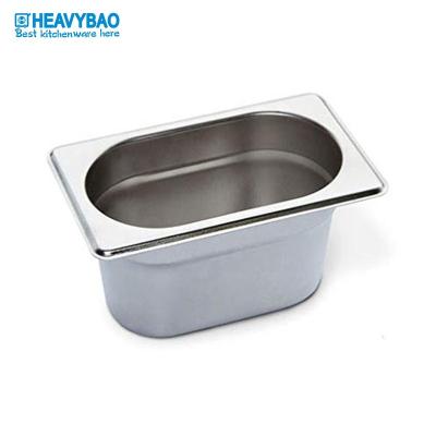 China Hotel Buffet Food Equipment Heavybao 304 Stainless Steel 1/9 Size GN Restaurant Buffet Pan Food Container For Hotel for sale