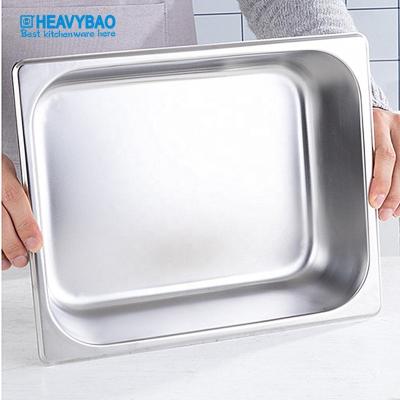 China Commercial Stainless Steel GN Pan Metal Tray For Kitchen Heavybao Food Grade Food Container Restaurant for sale