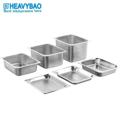 China Stainless Steel Home Punch Heavybao Gastronorm Catering Food Container Perforated GN Serving Pan Strainer for sale