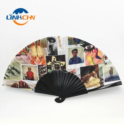 China Promotional Europe Handmade Wooden Paper Fan in Custom Printed for sale