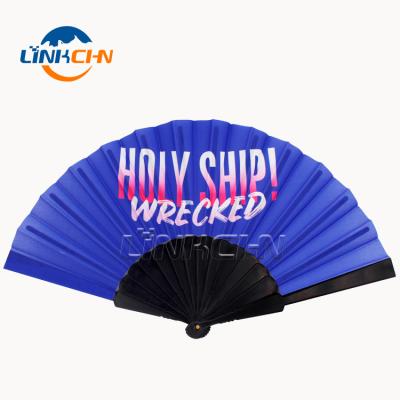 China China Customized Black Folding Hand Fan With Plastic Handle for sale