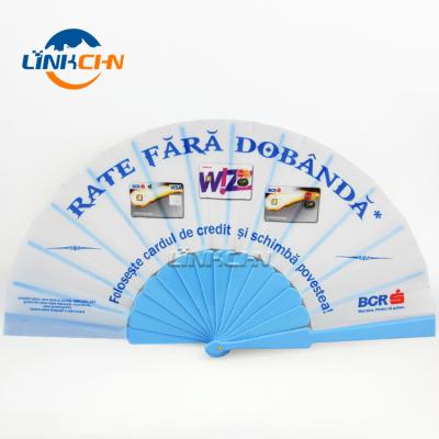 China China High Quality Plastic Ribs White Cloth Cover Hand Fans for sale