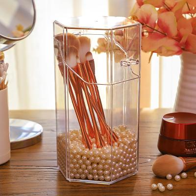 China Luxury Clear Storage Box Eco-friendly Viable To Hold Brush Barrel Makeup Organizer Acrylic Beads Makeup Brush Holder for sale