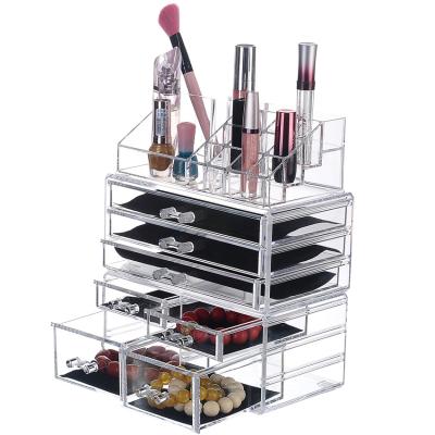 China L Wholesale Viable Feature Acrylic Lipstick Drawer Cosmetics Box Makeup Organizer Stored By Materia Clear Transparent for sale