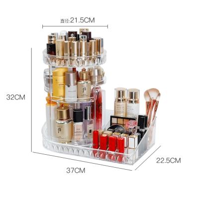 China Sustainable Wholesale Household Products Innovative Fashion Collected Makeup 360 Rotating Cosmetic Plastic Organizer Storage Box for sale