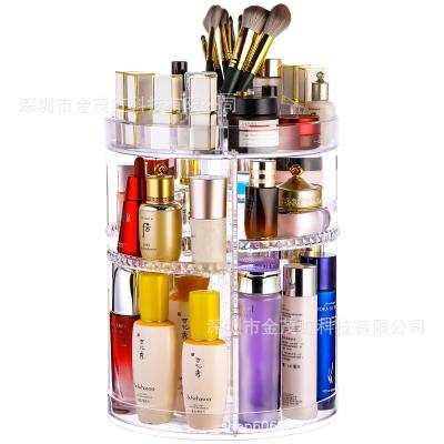 China Rotating Round DIY Acrylic Makeup Organizer Cosmetic Storage Box Large 360 ​​Clear Transparent High Quality Professional Viable for sale