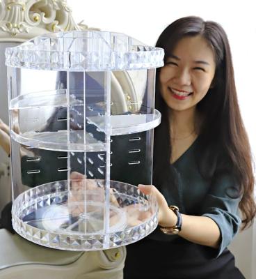 China Large 360 ​​Sustainable Clear Transparent Rotating Cosmetic Storage Box 360 Degree Rotating Makeup Organizer for sale