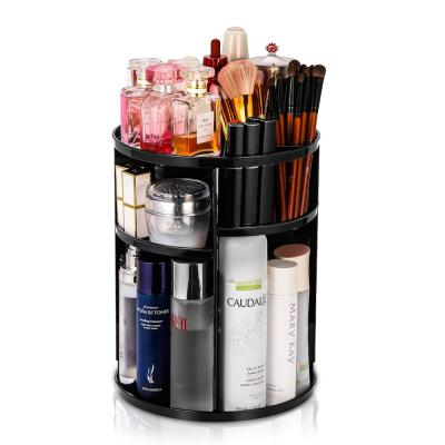 China DIY 360 Degree Rotating Shelf Cosmetic Storage Box Transparent Adjustable 360 ​​Rotating Makeup Organizer for sale