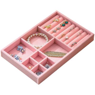 China Wholesale Velvet Ring Luxury Jewelry Trial Dish Display Organizer Velvet Jewelry Storage Box for sale