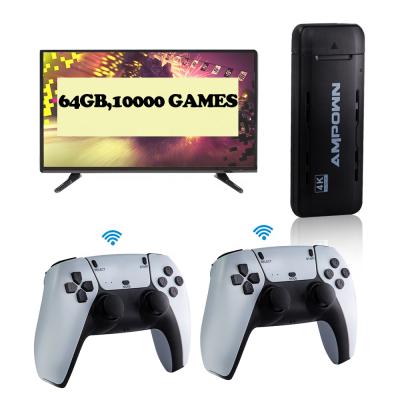 China Support Multi Languages ​​New U9 64G TV Game Stick With Wireless Controller HD Retro Console For PS1 10000 Retro Classic Games for sale