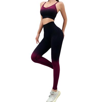 China Spring Autumn Tight Elastic Workout Sportswear Seamless Yoga 3pcs Set Women Breathable for sale