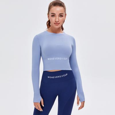 China Breathable Hot Sale Sports Yoga Wear Long Sleeve Gym Clothes High Elastic Workout Set for sale