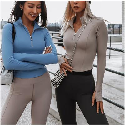 China Breathable Half Zipper Gym Tops For Women Long Sleeve Slim Sportswear Autumn Winter New Tracksuits for sale