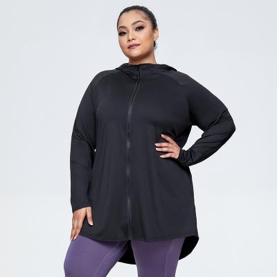 China Breathable Plus Size Loose Yoga Tops For Women Solid Color Long Sleeve Sports Coats for sale