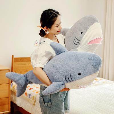 China 100% Pp Cotton Inside Kawaii Cartoon Cute Simulation Shark Pillow Plush Toy Sea Life Great Grey Shark Doll Cushion Children's Birthday Gift Super Soft for sale