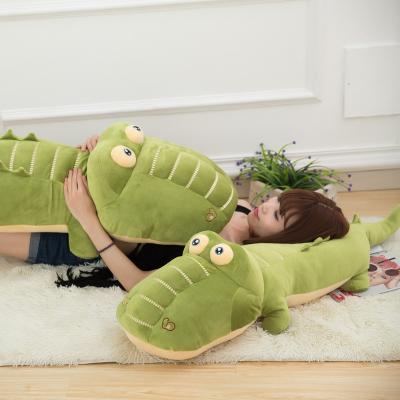 China 100% Pp Cotton Inside Super Soft Cute Crocodile Animal Doll Green Crocodile Cushion Plush Toy Lazy Sleeper Alligator Pillow For Girl Birthday Gift for sale