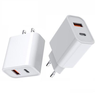 China Mobile Phone US EU AU Universal USB-C Dual Output PD 20W 18W Wall Charger For iPhone 12 Mobile Phone Magsafing for sale