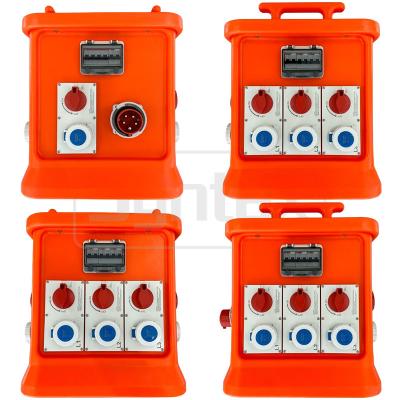 China Syntax MK2N Three Phase 5P 32A Portable Distribution Box PE Material Fitted With 16A Switched Mechanical Interlocks for sale