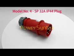 Professional 32a 5 Pin 3 Phase Plug , 220 - 250 V Nylon PA 32 Amp 5 Pin Plug