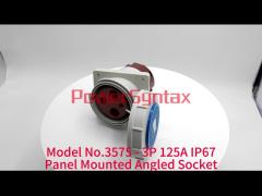 Model No.3575 - 3P 125A IP67Panel Mounted Angled Socket