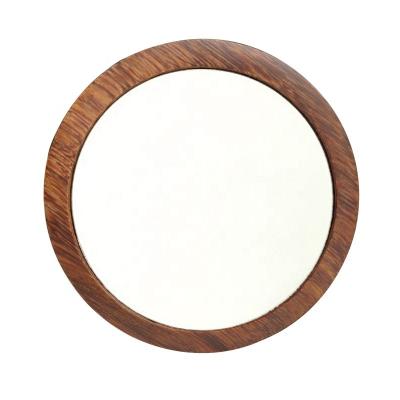 China Custom Lighted Logo Round Shape Mini Small Makeup Mirror Wooden Mirror Pocket Custom Mirror for sale