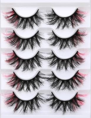 China New Arrival Natural Soft Faux Color Mink Eyelashes Fluffy Colored Lashes Dramatic Stripe Highlights Pack Pink False Highlights for sale