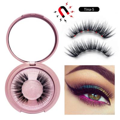 China Wholesale Handmade Classic Natural Soft Long Lashes 3D Magnetic Chemical Fiber Mink False Eyelashes Set for sale