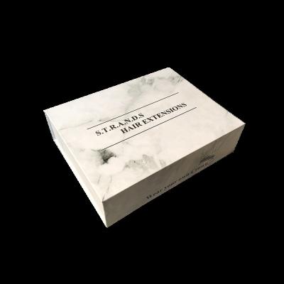 China Recyclable Silver Aluminum Foil Rigid Cardboard Hair Extension Logo Packaging Box for sale