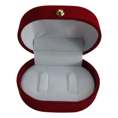 China Hot Selling Velvet Jewelry Box Couples Rings Holder Case Smooth Double Wedding Bond Display Box Durable for sale