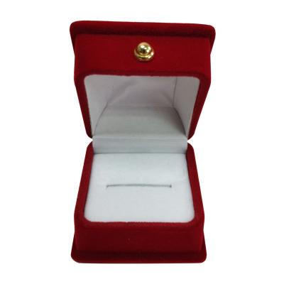 China Durable Premium Velvet Jewelry Box Red Velvet Ring Holder Case Wedding Bond Holder Box for sale