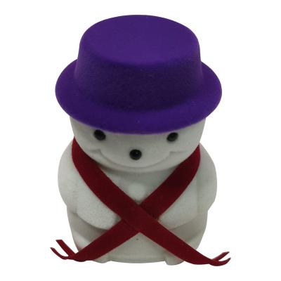 China Newest Style Christmas Ring Gift Box Cartoon Characters Exquisite Velvet Snowman Ring Box Durable for sale