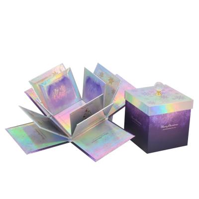 China Custom luxury warm purple recyclable and degradable birthday flower surprise box beautful gift recyclable for sale