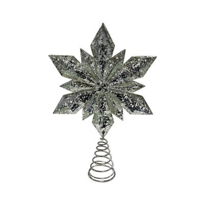 China Eco-friendly Acrylic Snowflake Tree Topper With Mercury Finish For Christmas Decoration for sale