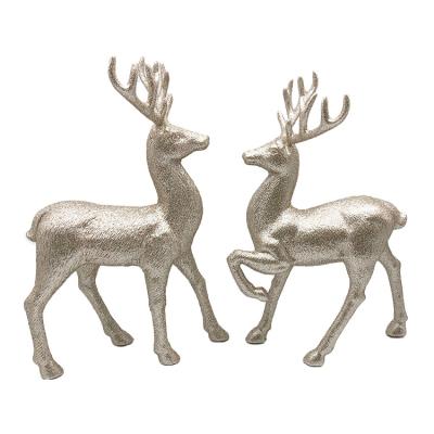 China 3D Champagne Plastic Christmas Standing Glitter Eco-Friendly Reindeer for sale