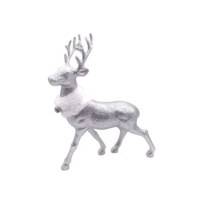 China Christamas Gifts / Christmas Decoration 3D Glitter Plastic Standing Reindeer Home Decoration With Fur Collar for sale