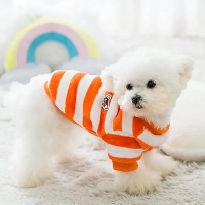 China Stocked Wholesale Dog high quality Classic rainbow Sweatshirts Stripe Jacket for Dog Cold Weather Apparel Costume Puppy Cat Autumn Wint for sale