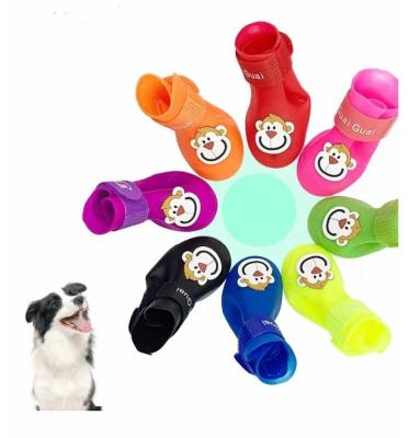 China Sustainable 4pcs/Set Cartoon Pets Shoes for Dogs Boots Silicone Small Dogs Shoes Accessories Puppy Shoes Non-Slip Pets Boots for sale