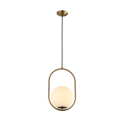 China Modern Globe Pendant, Matte White Glass with Brass Finish, A Pendant Light Lighting for Kitchen Island Light Fixture for sale