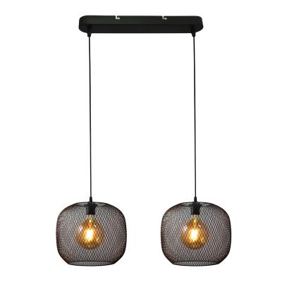 China Modern Industrial 3-Light Pendant Lighting with Black Metal Cage Shade Adjustable Pendant Light for Kitchen Living Room Bedroom Bar for sale