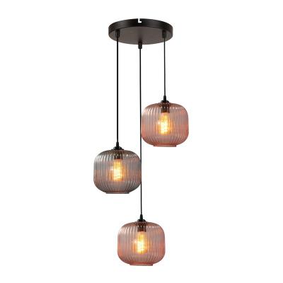 China Modern Glass Pendant Light with Amber Lamp Shade Golden Light Green Pink Gray Socket for Kitchen Island Dining Room for sale